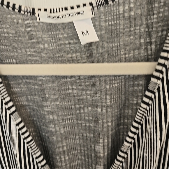 Caution To The Wind Striped Black and White Jumpsuit Medium Belted - Picture 4 of 11